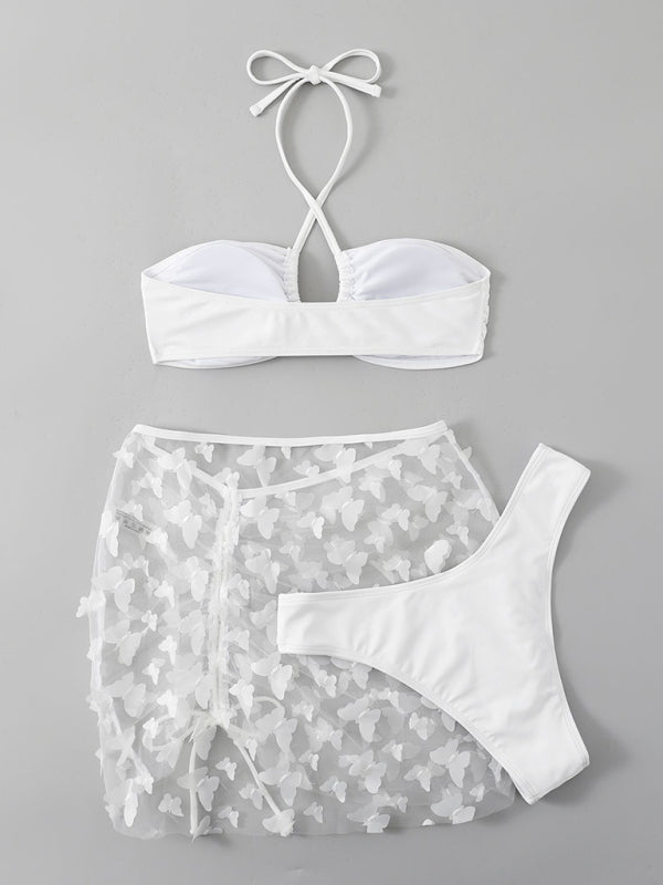 Split Bikini Swimsuit for Women with Skirt Cover-Up – 3-Piece Beachwear