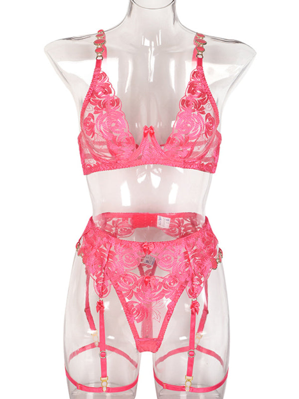 Vintage Vibes – Embroidered Retro Push-Up Bra and Underwear Set
