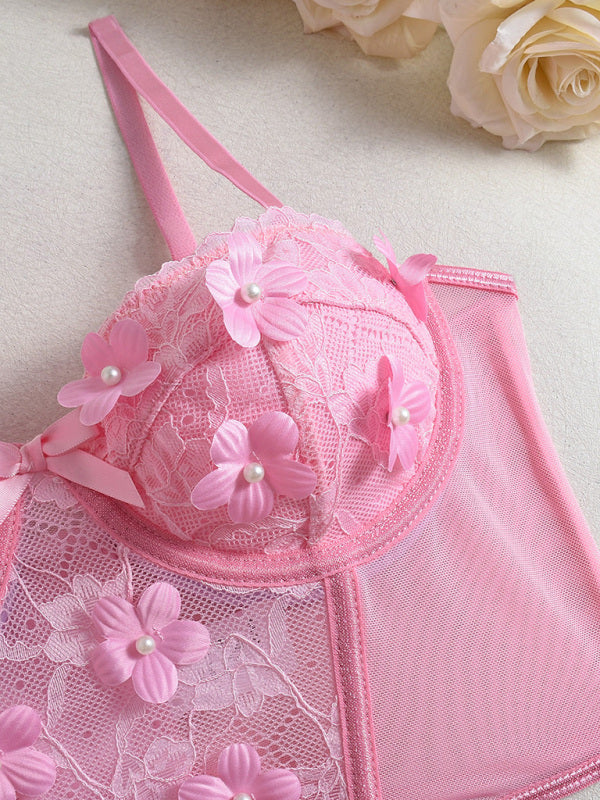Bloom & Bow – Sexy Floral Embroidered Lingerie Set