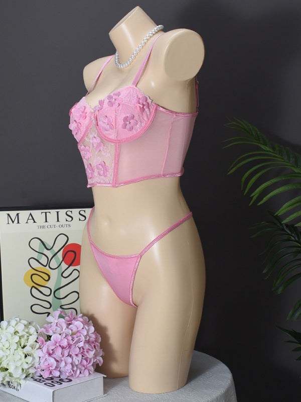 Bloom & Bow – Sexy Floral Embroidered Lingerie Set