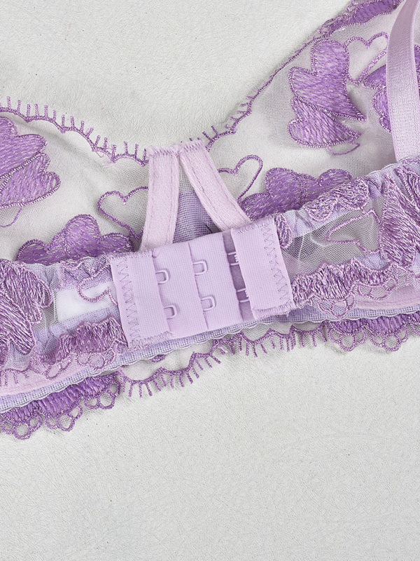 Sweetheart Seduction – Embroidered Four-Piece Lingerie Set