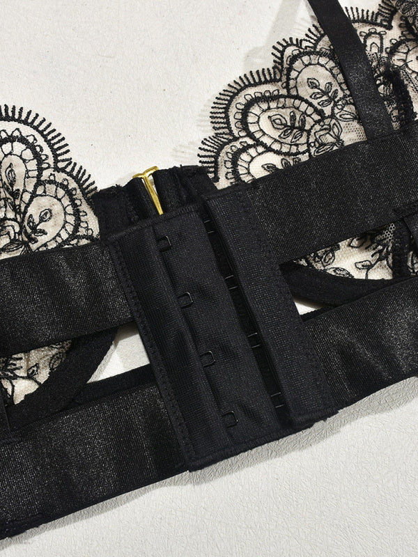 Bold & Beautiful – Transparent Lingerie with Embroidery and Metal Accents