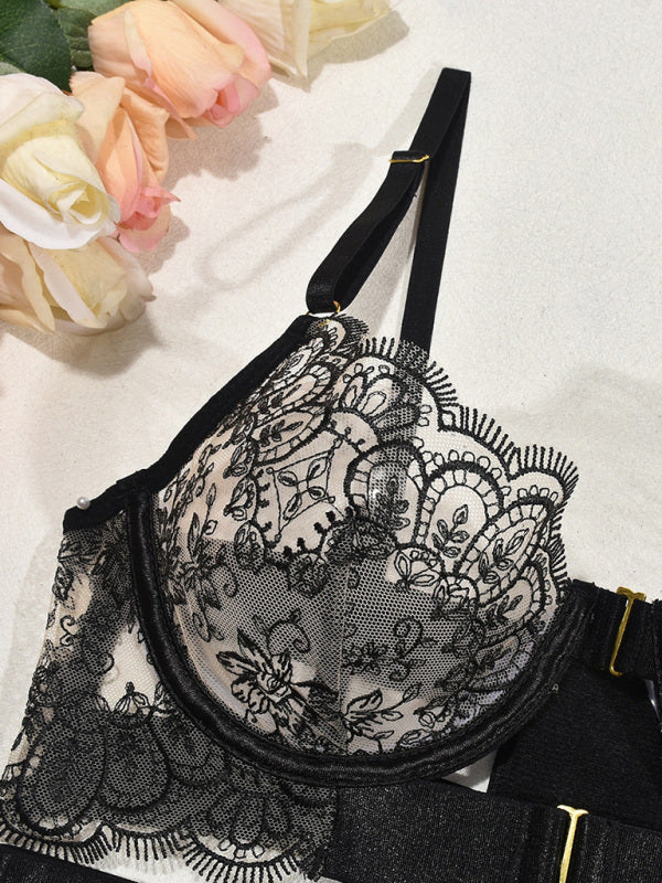 Bold & Beautiful – Transparent Lingerie with Embroidery and Metal Accents