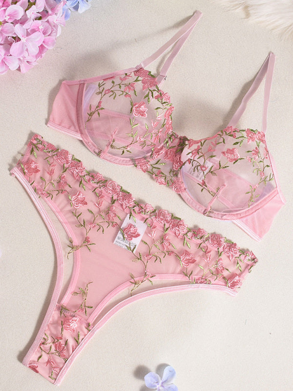 Floral Fantasy – Embroidered Sexy Lingerie Set