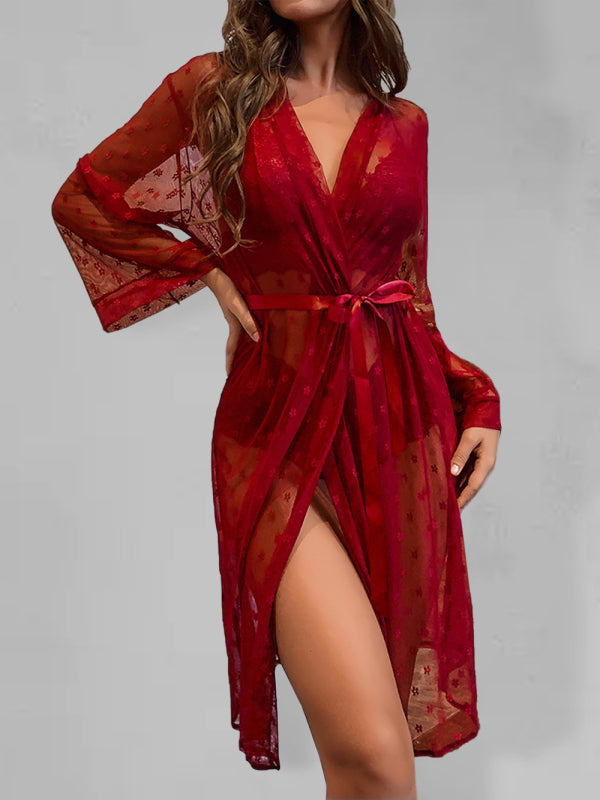 Mesh Pajama Four-Piece Lounge Set