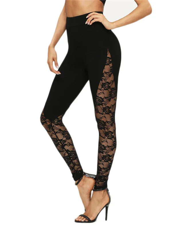 Lace Panel Stirrup Leggings