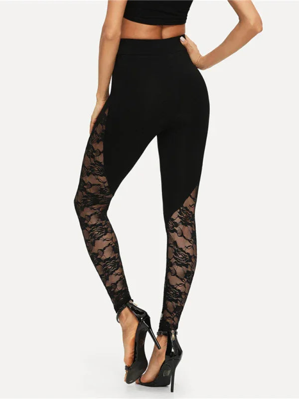 Lace Panel Stirrup Leggings