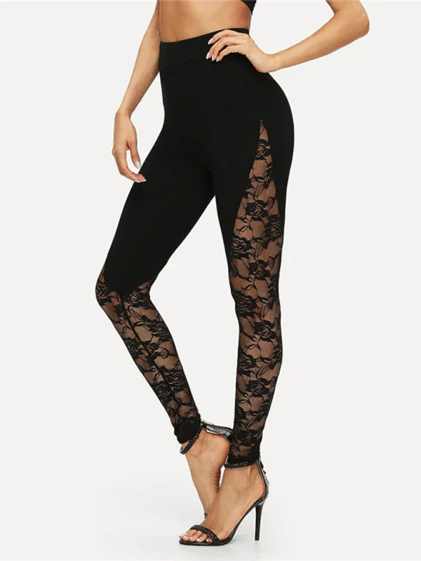 Lace Panel Stirrup Leggings