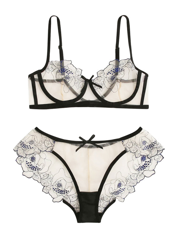 Hollow Love Three-Piece Lingerie Set