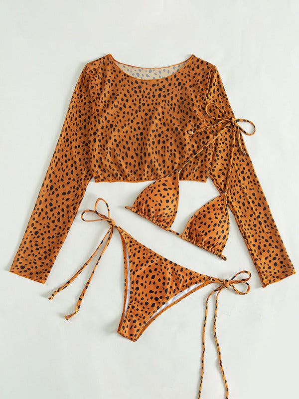 Polka Dot Three-Piece Bikini Set