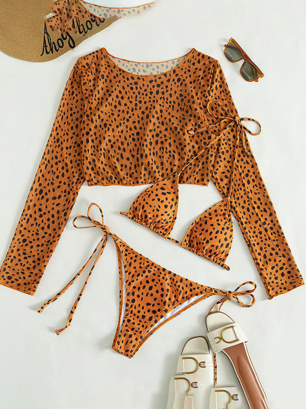 Polka Dot Three-Piece Bikini Set