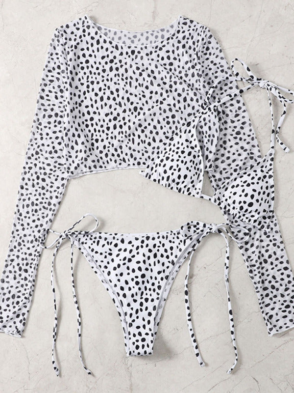 Polka Dot Three-Piece Bikini Set