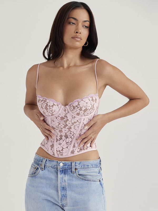 Lace Fishbone Corset Camisole Top