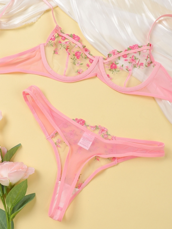 Elegant Sheer Floral Lace Lingerie Set for Women