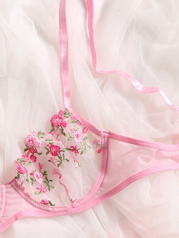 Elegant Sheer Floral Lace Lingerie Set for Women